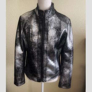 Rebecca Elliot Black/Silver Moto Jacket Size: Small